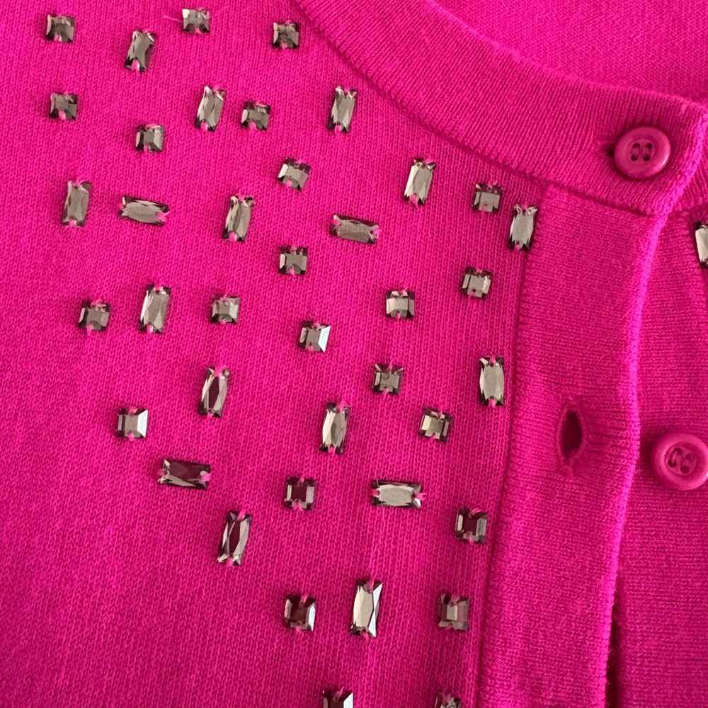 Kate Spade Hot Pink Cardigan with jewels - Picture 5 of 7